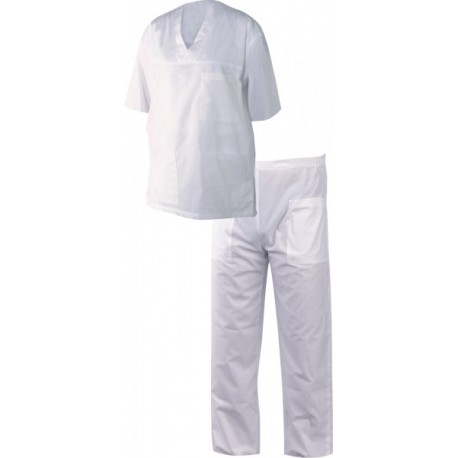 Комплект дрехи подходящ за медицински сестри и доктори в бял цвят.