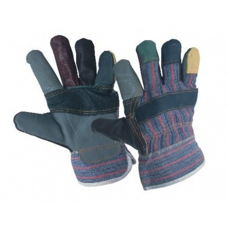 Работни ръкавици от разноцветна лицева кожа и плат ROBIN Код:0105007