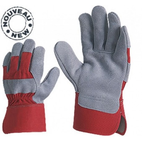 Работни ръкавици от цепена кожа /велур/ и плат Код: 28076